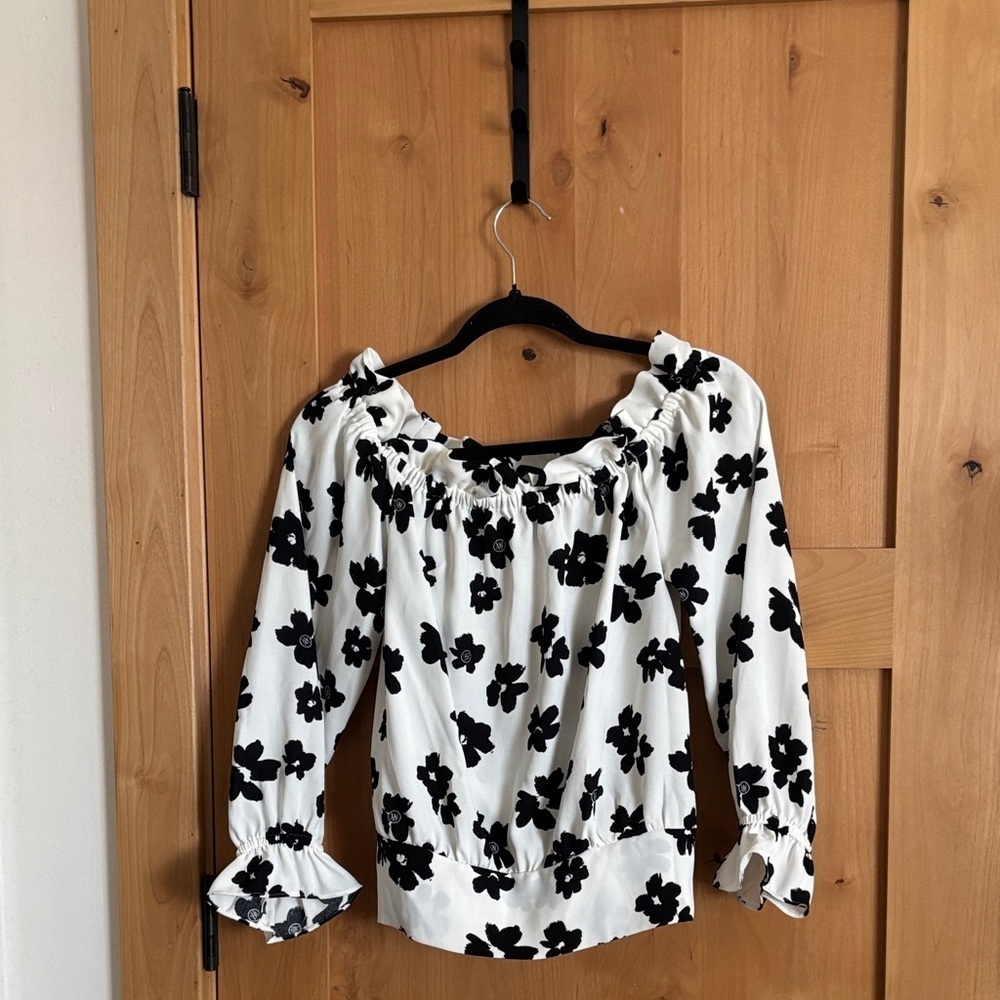 Karl Lagerfeld Black Floral Blouse